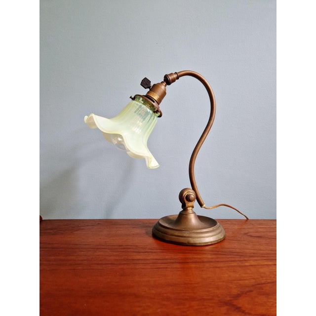 Art Nouveau Desk Lamp in Bronze and Opalescent Glass, 1890s For Sale - Image 14 of 16