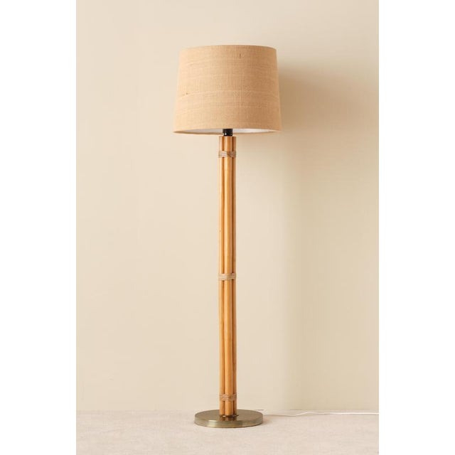 Swedish Brass and Bamboo Floor Lamps attributed to Bergboms, 1970s, Set of 2 For Sale - Image 6 of 7