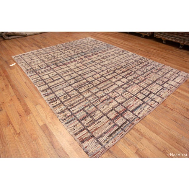 A gorgeous Modern Geometric Grid Design Wool Pile Handmade Contemporary Area Rug, Country of origin: Central Asia, Circa...