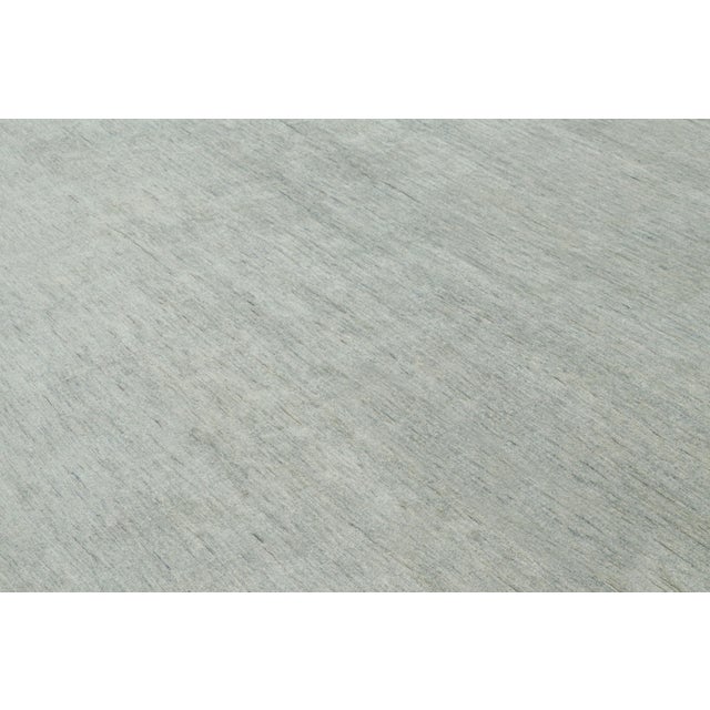 Contemporary Rug & Kilim’s Contemporary Textural Solid Rug in Blue and Cream With Striae For Sale - Image 3 of 7