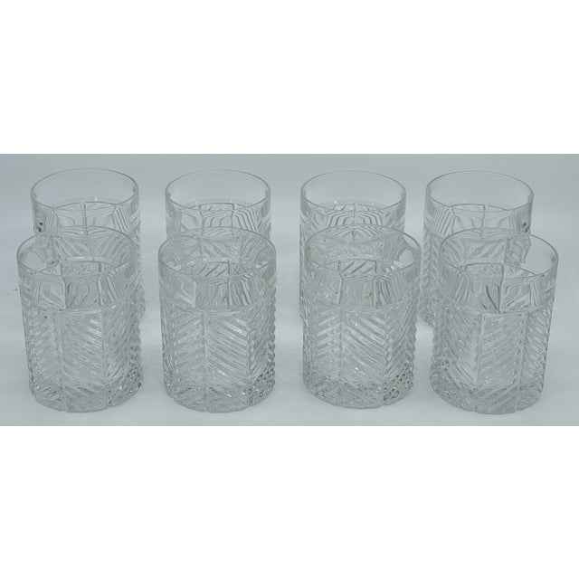 RALPH LAUREN ~ Excellent Crystal 12 Oz. Double Old Fashioned Whiskey Glasses ~ Herringbone pattern made in Germany. These...