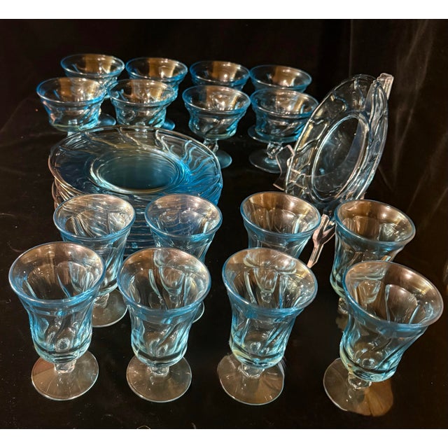 Mid 20th Century Fostoria Jamestown Blue Glassware Set - 25 pcs For Sale - Image 9 of 12