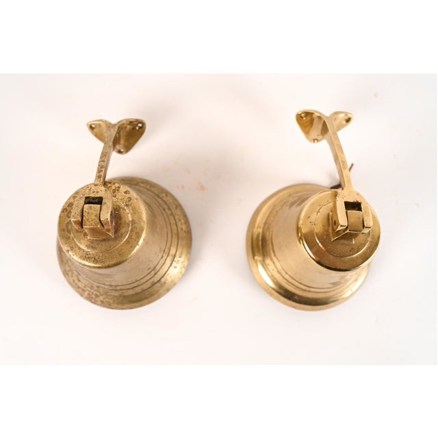Brass Vintage Wall-Mounted Brass Bells—A Pair For Sale - Image 8 of 10