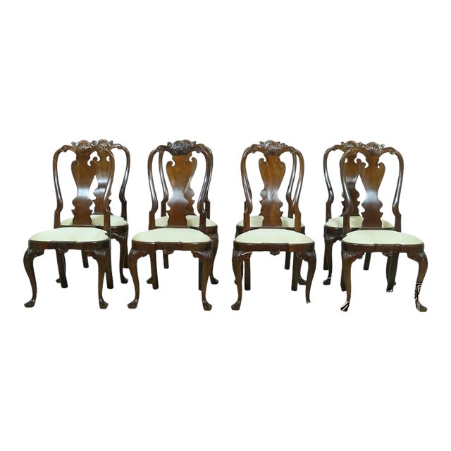 Set of 8 Stickley Colonial Williamsburg Mahogany Dining Room Chairs For Sale