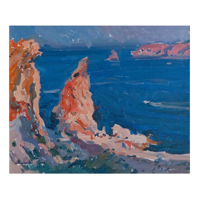 Raimon Roca, Colourist Impressionist Coastal Cliffs, 1980s, Oil on Canvas For Sale