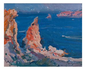 Raimon Roca, Colourist Impressionist Coastal Cliffs, 1980s, Oil on Canvas