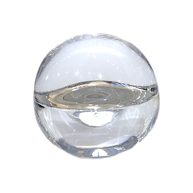Goran and Ann Warff Göran Wärff for Kosta Boda Signed Crystal Paperweight – Scandinavian Modernist Glass Sculpture For Sale - Image 4 of 9