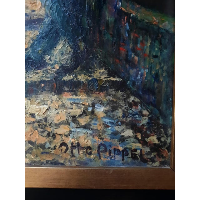 Mid 20th Century Mid 20th Century German Impressionist Alley Scene Oil Painting by Otto Pippel For Sale - Image 5 of 6