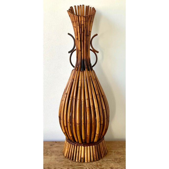 Vintage Boho Bent Bamboo Floor Vase For Sale - Image 9 of 12