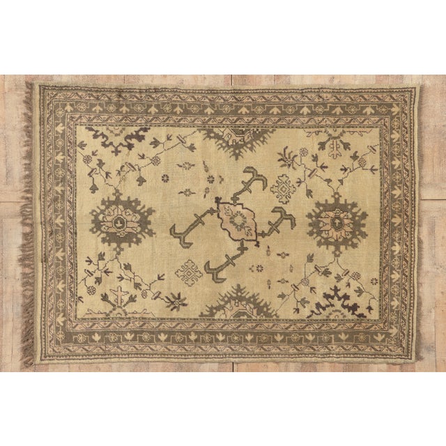 Vintage Turkish Oushak Rug- 05'08 X 07'10 For Sale - Image 11 of 12