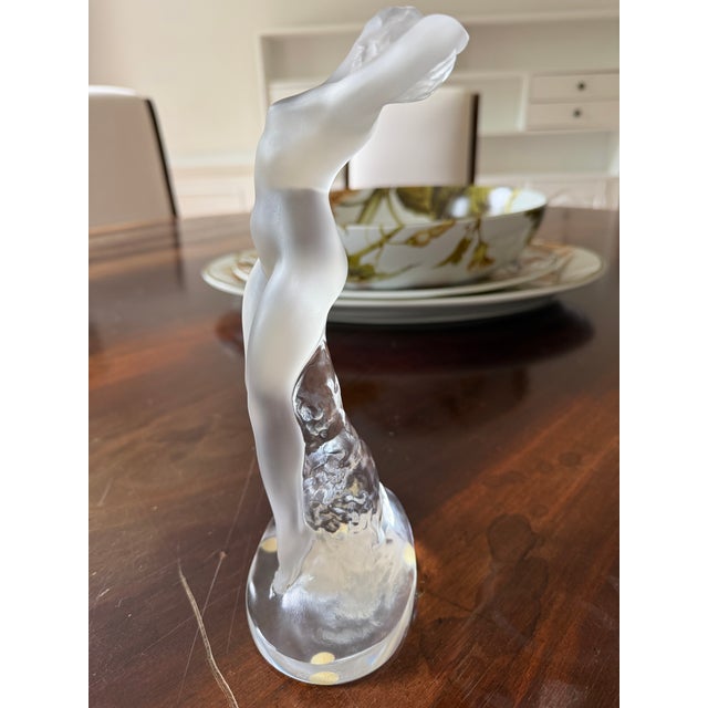1980s 1980s “Lalique of France ‘Nude Dancer’ Frosted Crystal Girl Sculpture” Measuring 4.5”w × 10”h. For Sale - Image 5 of 10