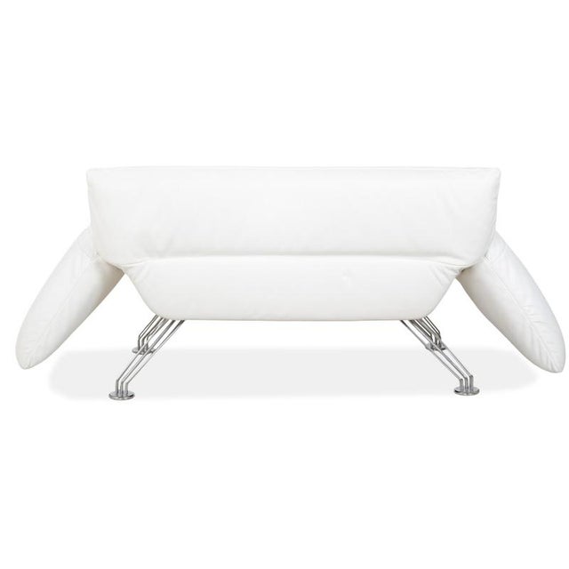 DS 142 White Leather Wing Lounger Sofa with Chrome Feet and Manual Function from de Sede For Sale - Image 18 of 18