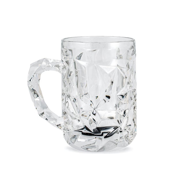 Modern Tiffany & Co. 16oz Pair of Rock Cut Crystal Beer Mug - a Pair For Sale - Image 3 of 7