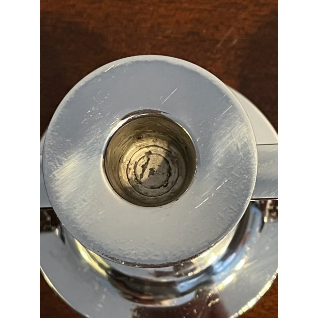 Vintage Bruce Hunt Art Deco Chrome Candelabras - Set of 2 For Sale - Image 11 of 17