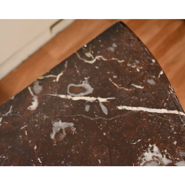 1890 Antique French Louis XV Rosewood Satin Wood Inlaid Marble Top Commode For Sale - Image 9 of 9