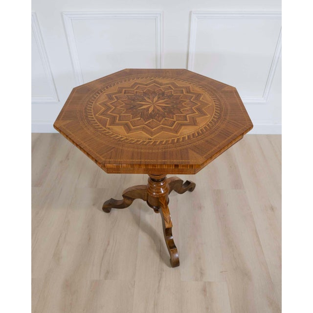 Brown Italian 19th Century Inlaid Walnut Sorrento Table For Sale - Image 8 of 8