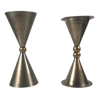 Vintage Bell and Hourglass-Shaped Candlestick, 1970s, Set of 2 For Sale