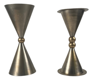 Vintage Bell and Hourglass-Shaped Candlestick, 1970s, Set of 2