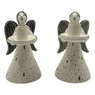 Emilia Castillo Angelical Silver & Porcelain Candleholders, Mexico, 1996 For Sale