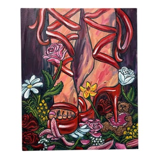 Contemporary High Heels Oil Painting on Canvas by Lindsey Kircher For Sale