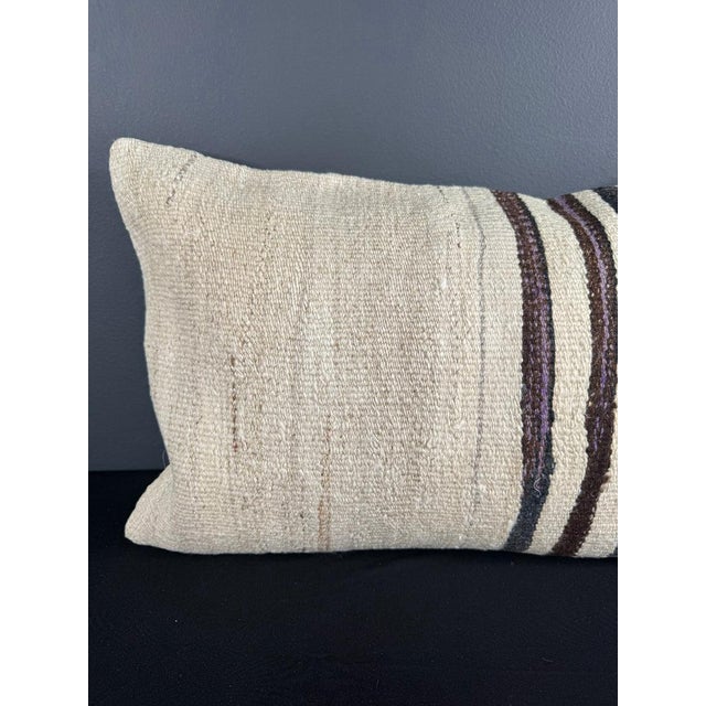 Contemporary Turkish Hemp Pillow Cushion Natural Beige Brown Pillow Cushion Cover 16" x 24" For Sale - Image 3 of 4