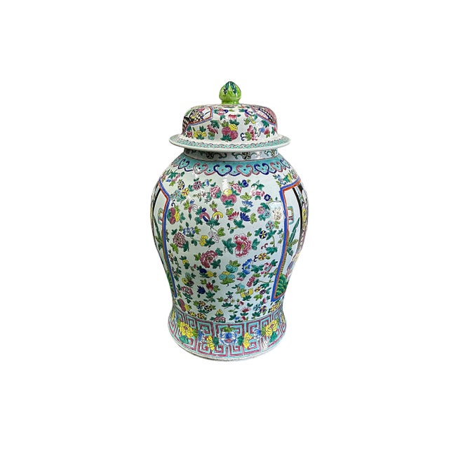 Chinese Chinese Large Famille Rose Color Graphic Porcelain General Temple Jar For Sale - Image 3 of 9