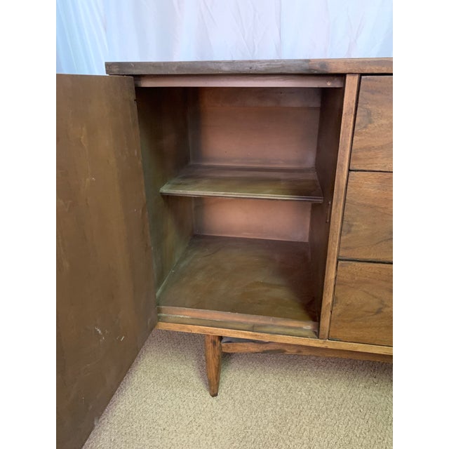 Brown Vintage Broyhill Sculptra Credenza | 3 Drawers | 2 Cabinets | Partially Refinished For Sale - Image 8 of 12