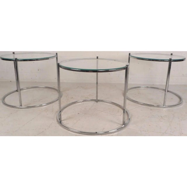 Mid-Century Modern Milo Baughman Style Nesting Tables For Sale - Image 4 of 10