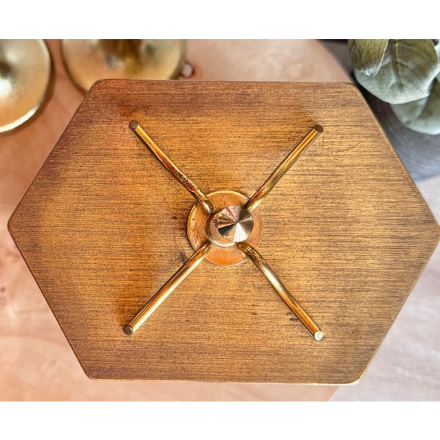 Mid-Century Modern Vintage Kieninger & Obergfell Kundo Brass Hexagonal Anniversary Clock For Sale - Image 3 of 12