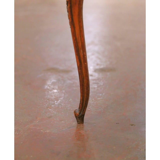 19th Century French Louis XV Walnut Double Caned Armchair With Leather Cushion For Sale - Image 9 of 11