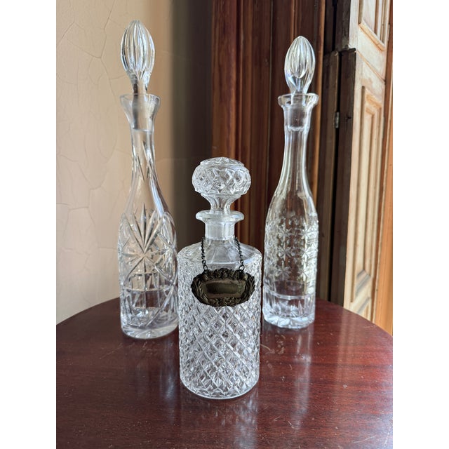 Antique American Brilliant Cut Glass Decanter Hobstar Pattern Crystal With Stopper For Sale - Image 14 of 14