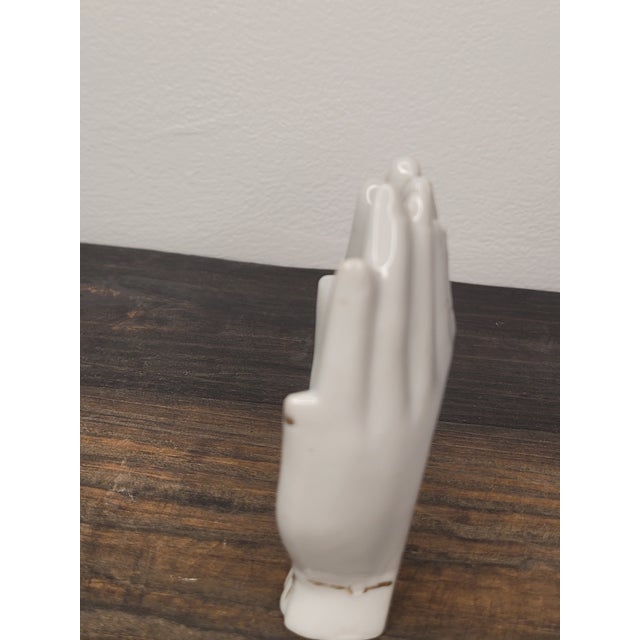 Mid 20th Century Mid 20th Century Porcelain Cupped Hands Trinket Dish - Made in Japan For Sale - Image 5 of 12