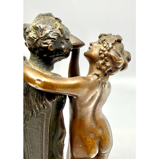 Early 20th Century Neo Classical Grand Tour Bronze of Nymph Giving Pan Water For Sale - Image 12 of 15