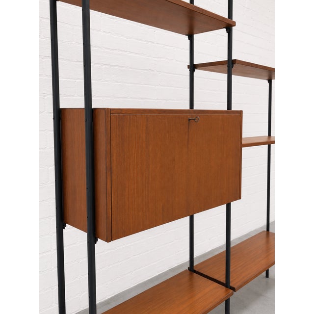 Mid Century Modern Italian Teak Freestanding Wall Unit Bookcase – Vintage Wall Shelving, C. 1950’s For Sale - Image 4 of 17