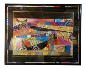 Vintage "Golden Meadow" Multimedia Textured Abstract Wall Art