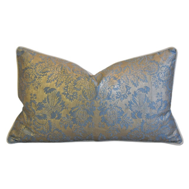 French Provincial Venetian Italian Designer Mariano Fortuny Solimena Feather/Down Pillow 26" X 16" For Sale - Image 3 of 7