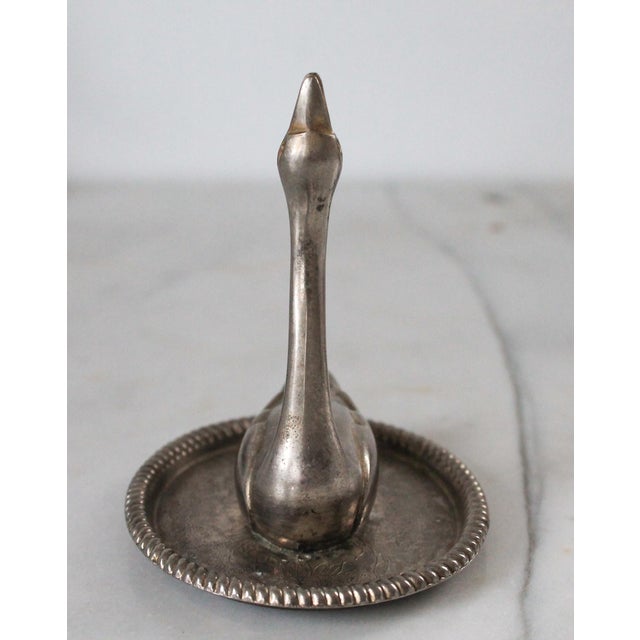 Farmhouse Vintage Silver-Plated Metal Swan Ring Holder and Trinket Dish For Sale - Image 3 of 8