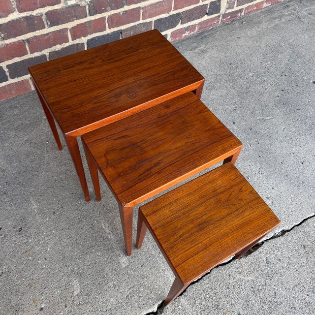 Severin Hansen Severin Hansen Jr. Danish Modern Teak Nesting Tables for Haslev, Set of 3 For Sale - Image 4 of 12