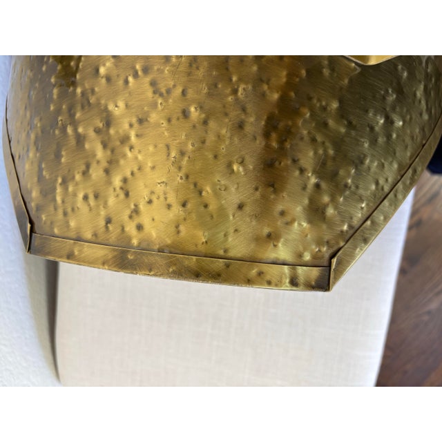 Metal Vintage Mid-Century Hammered Solid Brass Fireplace Log Holder – Large 25.5” Hearth Basket For Sale - Image 7 of 12