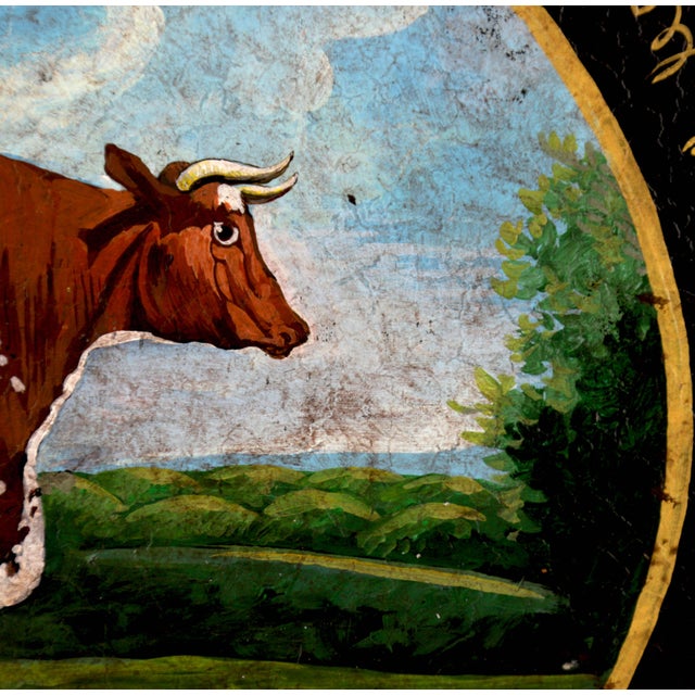 Black 20th Century Hand-Painted English Countryside Art Decorative Metal Tray For Sale - Image 8 of 12