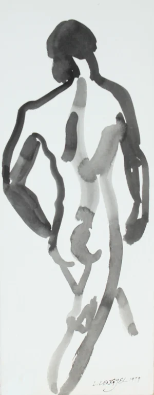 L. Lengyel Vintage 1979 Ink Wash Nude Painting