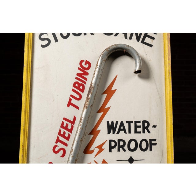 Antique Electric Stock Cane Painted Masonite Self-Standing Sign For Sale In Chicago - Image 6 of 9