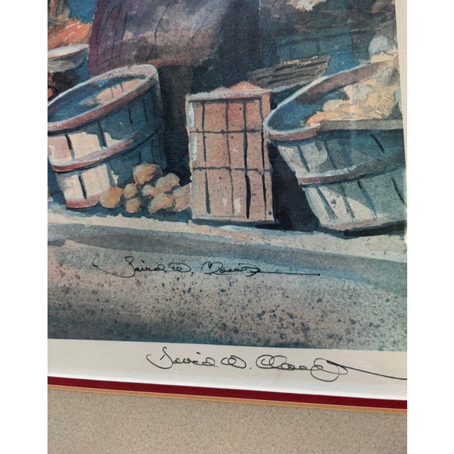Printmaking Materials Vintage David W. Clough Signed Original Lithograph “Sunny Caribbee Market” For Sale - Image 7 of 9