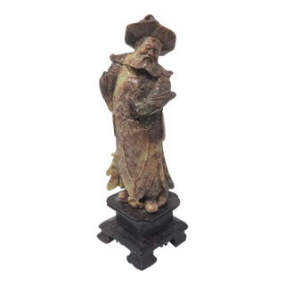 Late 19th Century Chinese Warrior Stone Carving For Sale