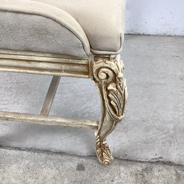Contemporary Decorator Bench With Louis XV–Inspired Carved Frame For Sale - Image 12 of 12