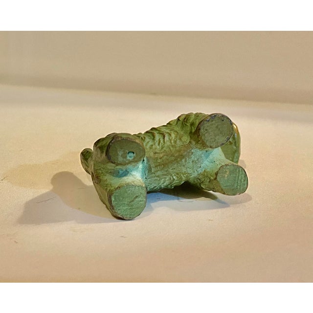 Early 20th Century Antique Virdigris Patinated Bronze Scottie Dog Sculpture Miniature 2 1/4" Scottish Terrier Scotty. For Sale - Image 5 of 6