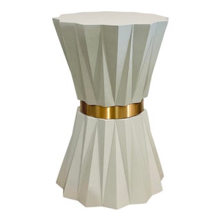 Baker Modern Gray and Gold Cinched Accent Table For Sale