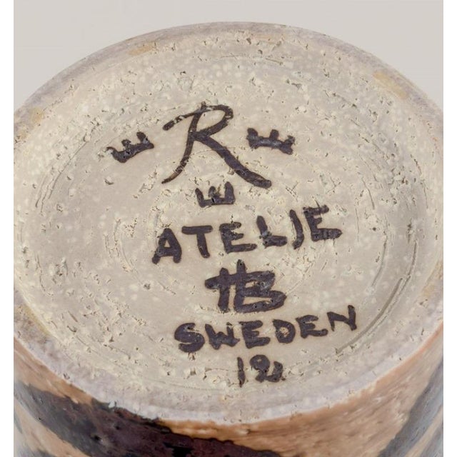 1970s Large Cylindrical Ceramic Vase by Hertha Bengtsson for Rörstrand, 1970s For Sale - Image 5 of 6