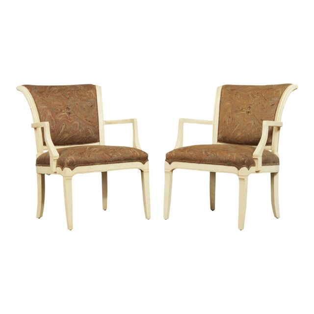 Century Postmodern Faux Painted Custom Upholstered Armchairs - a Pair For Sale