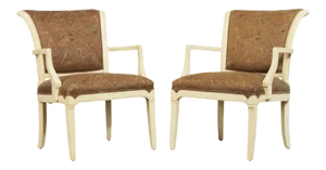 Century Postmodern Faux Painted Custom Upholstered Armchairs - a Pair